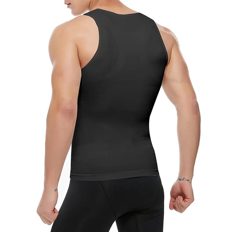 Mens Slimming Body Shaper Shapewear Abs Abdomen Compression Shirt to Hide Gynecomastia Moobs Workout Tank Tops Undershirts