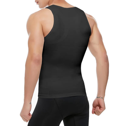 Mens Slimming Body Shaper Shapewear Abs Abdomen Compression Shirt to Hide Gynecomastia Moobs Workout Tank Tops Undershirts