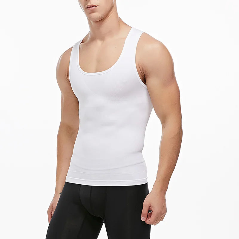 Mens Slimming Body Shaper Shapewear Abs Abdomen Compression Shirt to Hide Gynecomastia Moobs Workout Tank Tops Undershirts