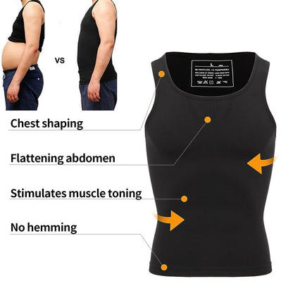 Mens Slimming Body Shaper Shapewear Abs Abdomen Compression Shirt to Hide Gynecomastia Moobs Workout Tank Tops Undershirts