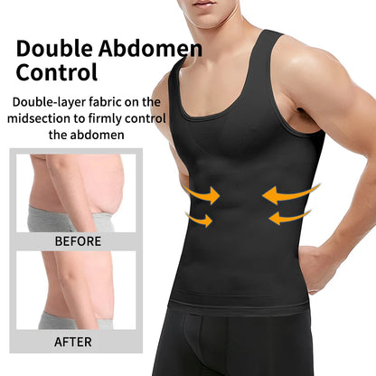 Mens Slimming Body Shaper Shapewear Abs Abdomen Compression Shirt to Hide Gynecomastia Moobs Workout Tank Tops Undershirts