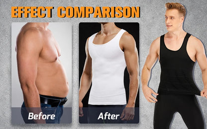 Mens Slimming Body Shaper Shapewear Abs Abdomen Compression Shirt to Hide Gynecomastia Moobs Workout Tank Tops Undershirts