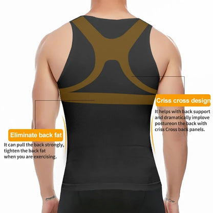 Mens Slimming Body Shaper Shapewear Abs Abdomen Compression Shirt to Hide Gynecomastia Moobs Workout Tank Tops Undershirts